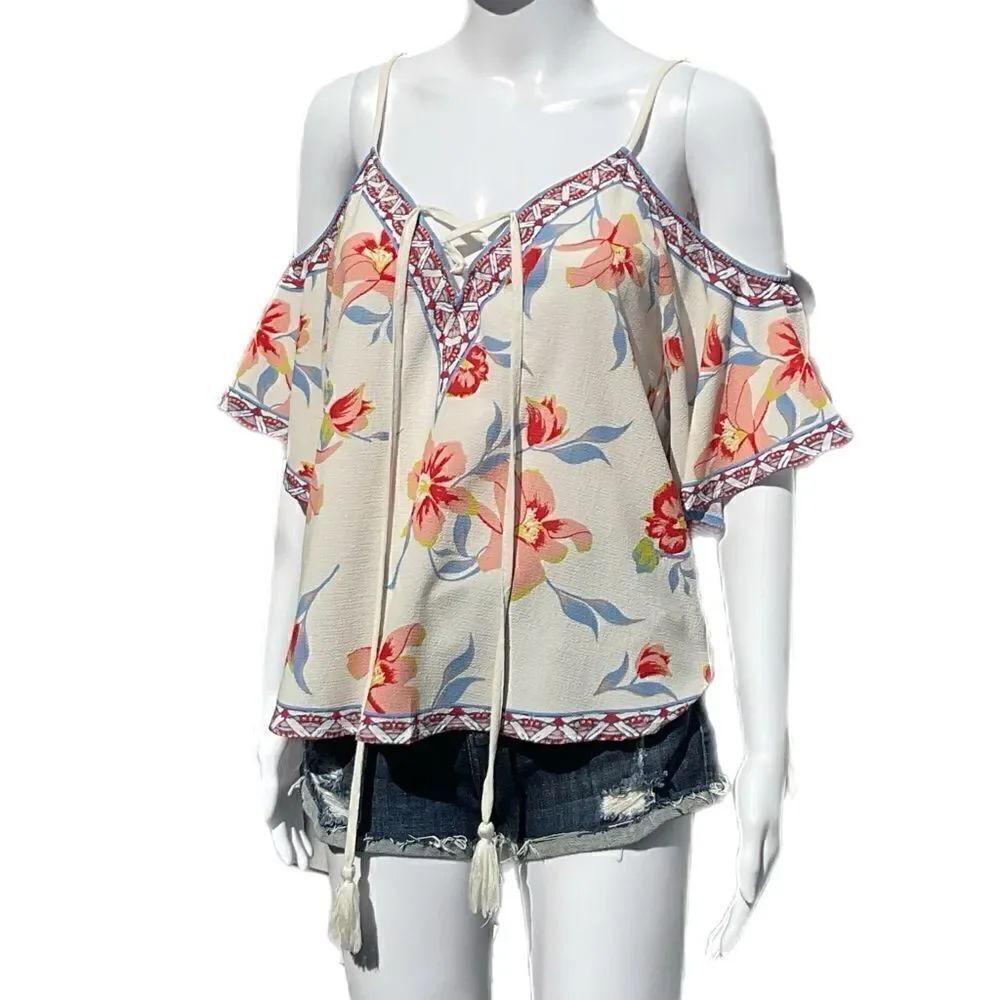 Cold Shoulder Tropical Top (White)